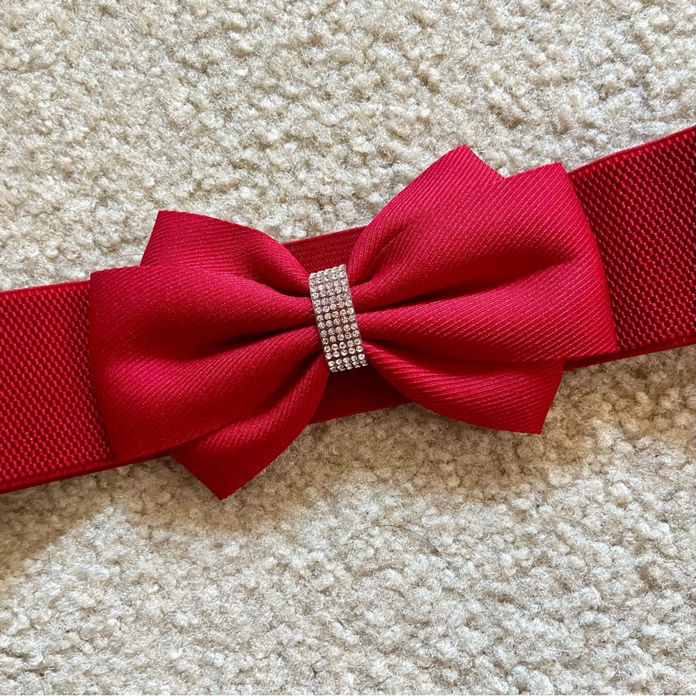 Elegant Large Red Bow Elastic Wide Belt | Women | XL